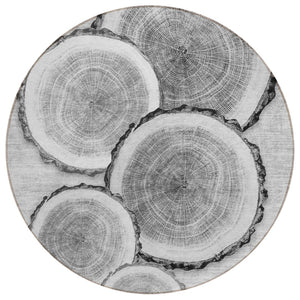 HomeRoots 5' Stylish Beige Blue and Gold Faux Bois Area Rug for Indoor and Outdoor Spaces, Washable Design 8' Round 564415