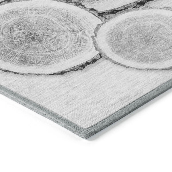 HomeRoots 5' Stylish Beige Blue and Gold Faux Bois Area Rug for Indoor and Outdoor Spaces, Washable Design 8' Round 564415