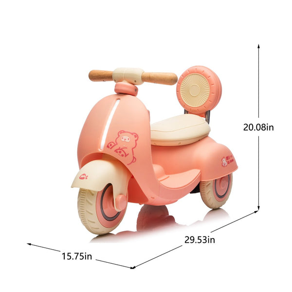 English Elm 12v Kids Electric Tricycle Toddler Ride on Scooter Wooden Handle Parental Remote Control Pink W1578P381428