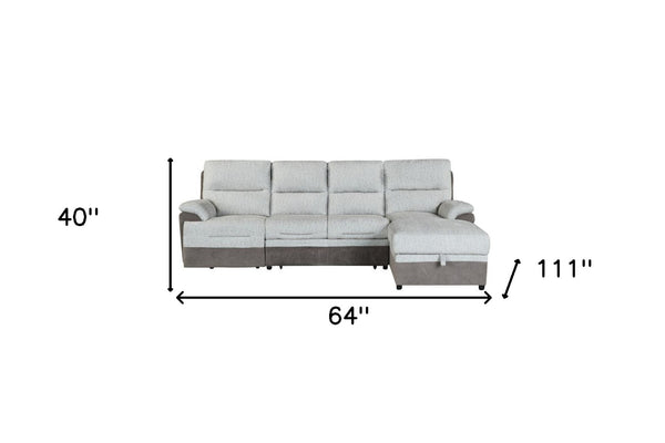 HomeRoots Beige L-Shaped Sleeper Sofa with Storage Chaise - Cozy 3-Piece Sectional for Living Rooms & Guests 564422