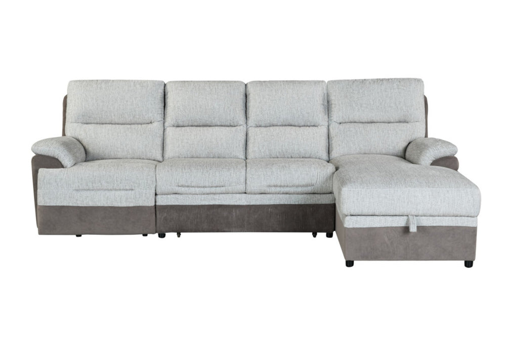 HomeRoots Beige L-Shaped Sleeper Sofa with Storage Chaise - Cozy 3-Piece Sectional for Living Rooms & Guests 564422