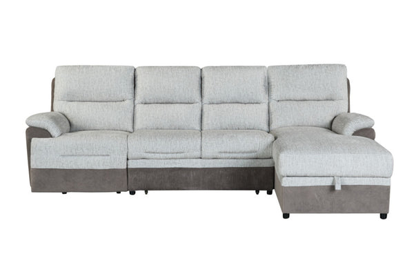 HomeRoots Beige L-Shaped Sleeper Sofa with Storage Chaise - Cozy 3-Piece Sectional for Living Rooms & Guests 564422