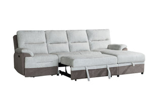 HomeRoots Beige L-Shaped Sleeper Sofa with Storage Chaise - Cozy 3-Piece Sectional for Living Rooms & Guests 564422
