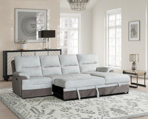 HomeRoots Beige L-Shaped Sleeper Sofa with Storage Chaise - Cozy 3-Piece Sectional for Living Rooms & Guests 564422
