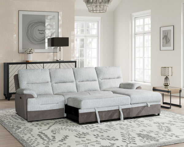 HomeRoots Beige L-Shaped Sleeper Sofa with Storage Chaise - Cozy 3-Piece Sectional for Living Rooms & Guests 564422