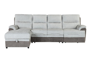 HomeRoots Beige L-Shaped Sleeper Sofa with Storage Chaise - Cozy 3-Piece Sectional for Living Rooms & Guests 564422