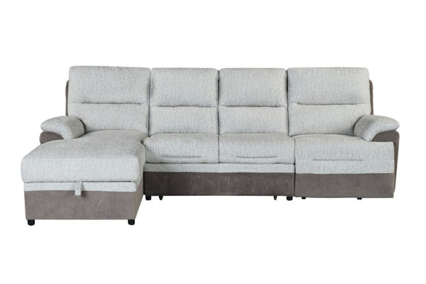 HomeRoots Beige L-Shaped Sleeper Sofa with Storage Chaise - Cozy 3-Piece Sectional for Living Rooms & Guests 564422