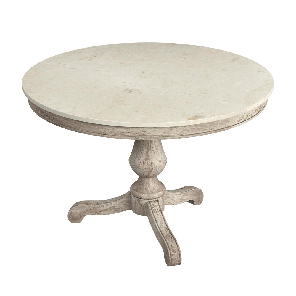 Butler Specialty Danielle Round Pedestal Dining Table With Stunning Marble Top – Elegant Farmhouse Charm Gray And White Marble,Mahogany Wood,Plywood 5644329-butler