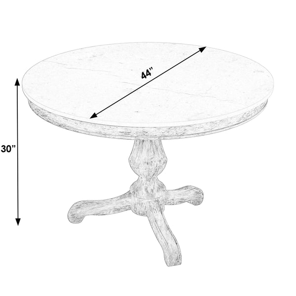 Butler Specialty Danielle Round Pedestal Dining Table With Stunning Marble Top – Elegant Farmhouse Charm Gray And White Marble,Mahogany Wood,Plywood 5644329-butler