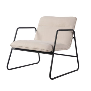 Homeroots 30" Beige And Black Upholstery And Metal Arm Chair   564435