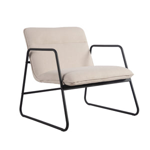 Homeroots 30" Beige And Black Upholstery And Metal Arm Chair   564435