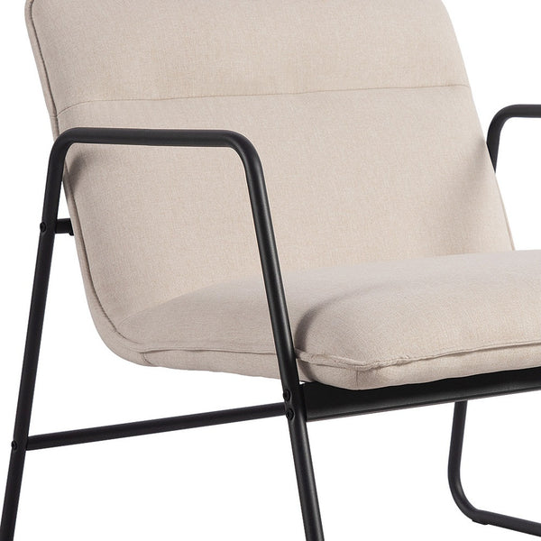 Homeroots 30" Beige And Black Upholstery And Metal Arm Chair   564435