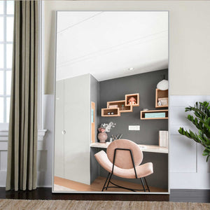 HomeRoots 51" Silver Metal Leaning Mirror – Stylish Full-Length Reflection for Modern Spaces & Effortless Style 564444