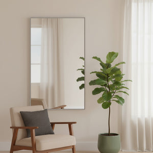 HomeRoots 51" Silver Metal Leaning Mirror – Stylish Full-Length Reflection for Modern Spaces & Effortless Style 564444