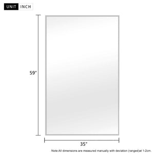 HomeRoots 59" Silver Metal Full-Length Mirror - Modern Design, Premium Glass & Leaning Mount for Any Room 564445