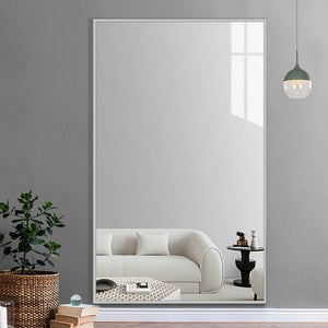 HomeRoots 59" Silver Metal Full-Length Mirror - Modern Design, Premium Glass & Leaning Mount for Any Room 564445
