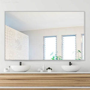 HomeRoots 59" Silver Metal Full-Length Mirror - Modern Design, Premium Glass & Leaning Mount for Any Room 564445