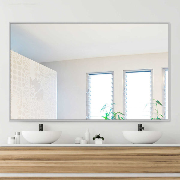 HomeRoots 59" Silver Metal Full-Length Mirror - Modern Design, Premium Glass & Leaning Mount for Any Room 564445