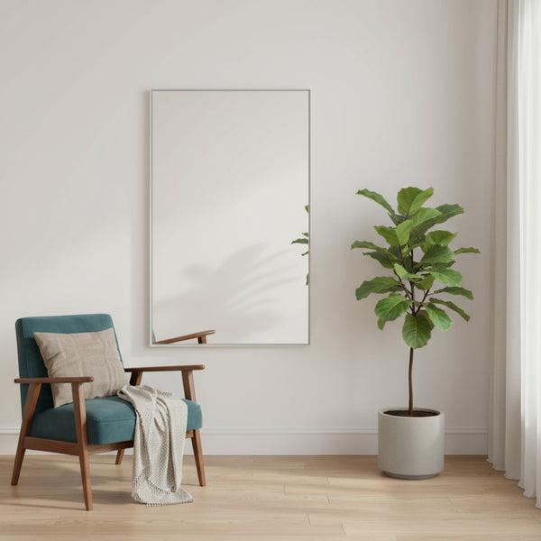 HomeRoots 59" Silver Metal Full-Length Mirror - Modern Design, Premium Glass & Leaning Mount for Any Room 564445