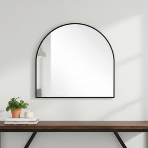 HomeRoots 29" Black Metal Arch Mirror - Modern Minimalist Accent for Entryways, Living Rooms, and Bedrooms 564448