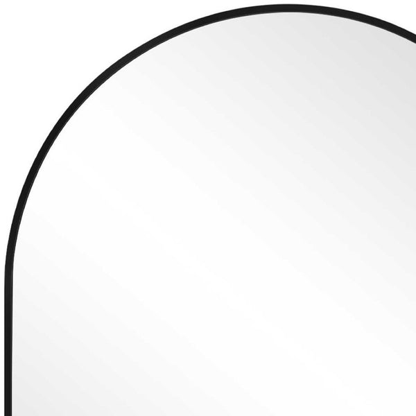 HomeRoots 29" Black Metal Arch Mirror - Modern Minimalist Accent for Entryways, Living Rooms, and Bedrooms 564448