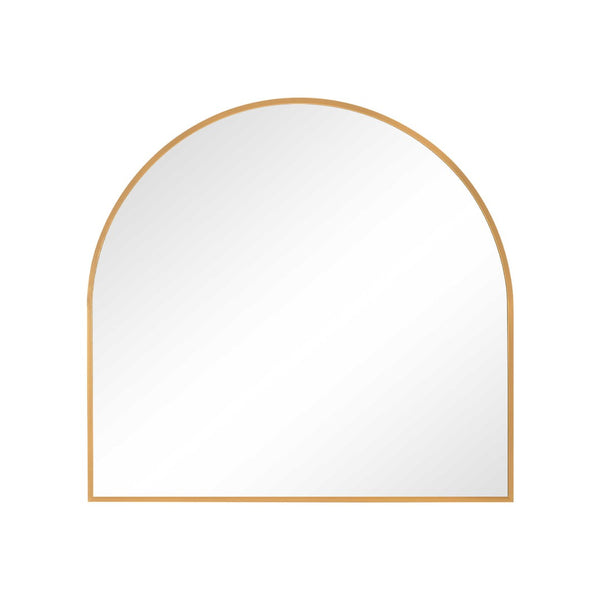 HomeRoots 29" Gold Metal Arch Framed Accent Mirror - Elegant Decorative Piece for Living Rooms & Offices 564449