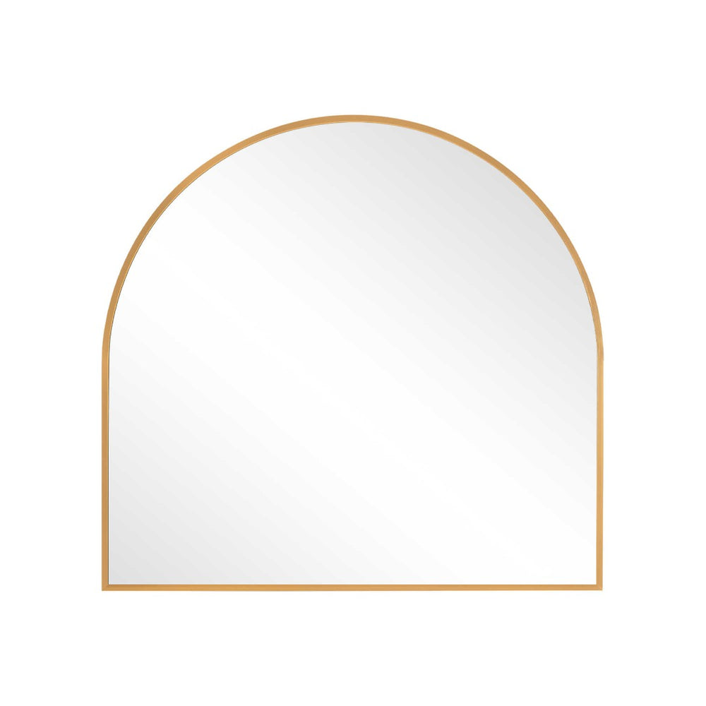 HomeRoots 29" Gold Metal Arch Framed Accent Mirror - Elegant Decorative Piece for Living Rooms & Offices 564449