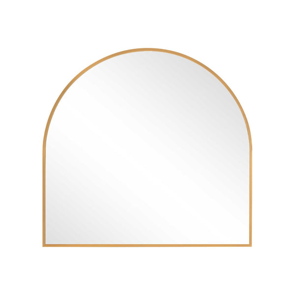 HomeRoots 29" Gold Metal Arch Framed Accent Mirror - Elegant Decorative Piece for Living Rooms & Offices 564449