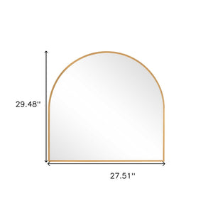 HomeRoots 29" Gold Metal Arch Framed Accent Mirror - Elegant Decorative Piece for Living Rooms & Offices 564449