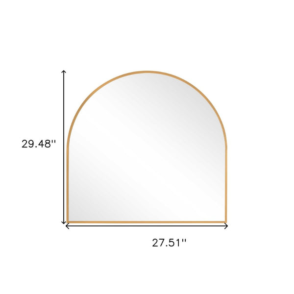 HomeRoots 29" Gold Metal Arch Framed Accent Mirror - Elegant Decorative Piece for Living Rooms & Offices 564449