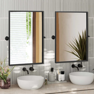 HomeRoots 31" Modern Black Metal Framed Accent Mirror – Sleek Design for Brightening Any Space with Style! 564452