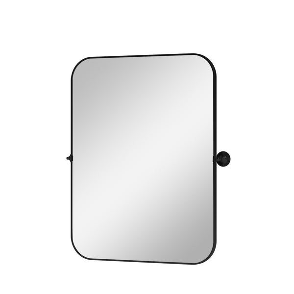 HomeRoots 31" Black Metal Framed Accent Mirror – Modern Minimalist Design for Brightening Any Room Effortlessly 564454