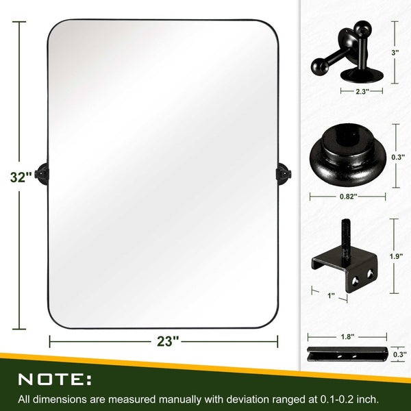 HomeRoots 31" Black Metal Framed Accent Mirror – Modern Minimalist Design for Brightening Any Room Effortlessly 564454