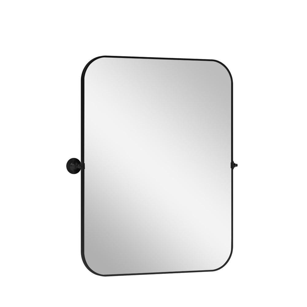 HomeRoots 31" Black Metal Framed Accent Mirror – Modern Minimalist Design for Brightening Any Room Effortlessly 564454