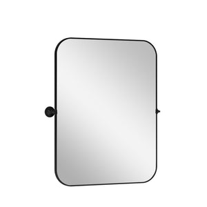 HomeRoots 31" Black Metal Framed Accent Mirror – Modern Minimalist Design for Brightening Any Room Effortlessly 564454