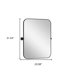HomeRoots 31" Black Metal Framed Accent Mirror – Modern Minimalist Design for Brightening Any Room Effortlessly 564454