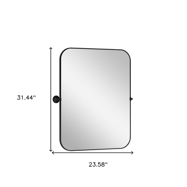 HomeRoots 31" Black Metal Framed Accent Mirror – Modern Minimalist Design for Brightening Any Room Effortlessly 564454