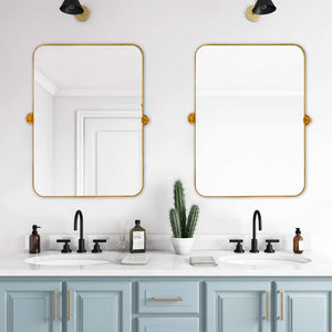 HomeRoots 31" Gold Metal Framed Accent Mirror - Modern Elegance for Entryways, Living Rooms & Bedrooms 564455