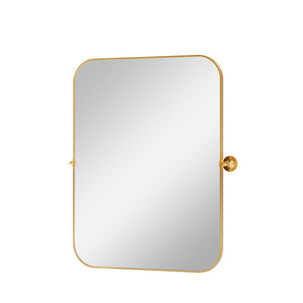 HomeRoots 31" Gold Metal Framed Accent Mirror - Modern Elegance for Entryways, Living Rooms & Bedrooms 564455