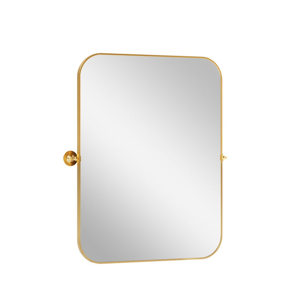 HomeRoots 31" Gold Metal Framed Accent Mirror - Modern Elegance for Entryways, Living Rooms & Bedrooms 564455