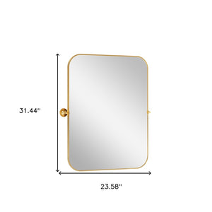 HomeRoots 31" Gold Metal Framed Accent Mirror - Modern Elegance for Entryways, Living Rooms & Bedrooms 564455