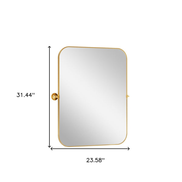 HomeRoots 31" Gold Metal Framed Accent Mirror - Modern Elegance for Entryways, Living Rooms & Bedrooms 564455