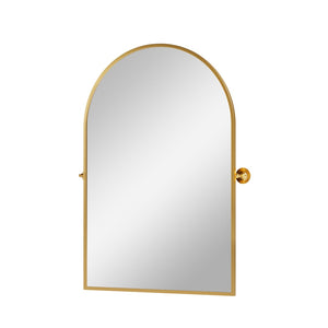 HomeRoots 31" Elegant Gold Metal Framed Accent Mirror – Modern Design for Brightening Any Room's Decor 564457