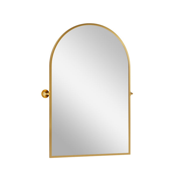 HomeRoots 31" Elegant Gold Metal Framed Accent Mirror – Modern Design for Brightening Any Room's Decor 564457