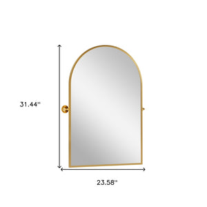 HomeRoots 31" Elegant Gold Metal Framed Accent Mirror – Modern Design for Brightening Any Room's Decor 564457