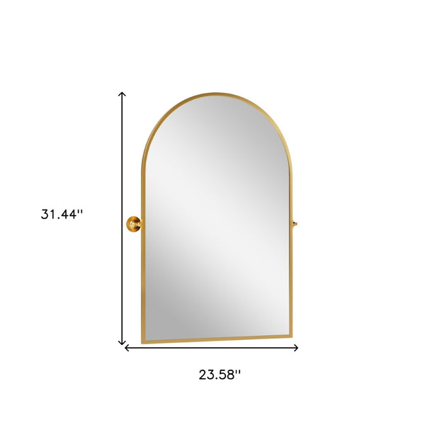 HomeRoots 31" Elegant Gold Metal Framed Accent Mirror – Modern Design for Brightening Any Room's Decor 564457