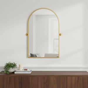 HomeRoots 31" Elegant Gold Metal Framed Accent Mirror – Modern Design for Brightening Any Room's Decor 564457
