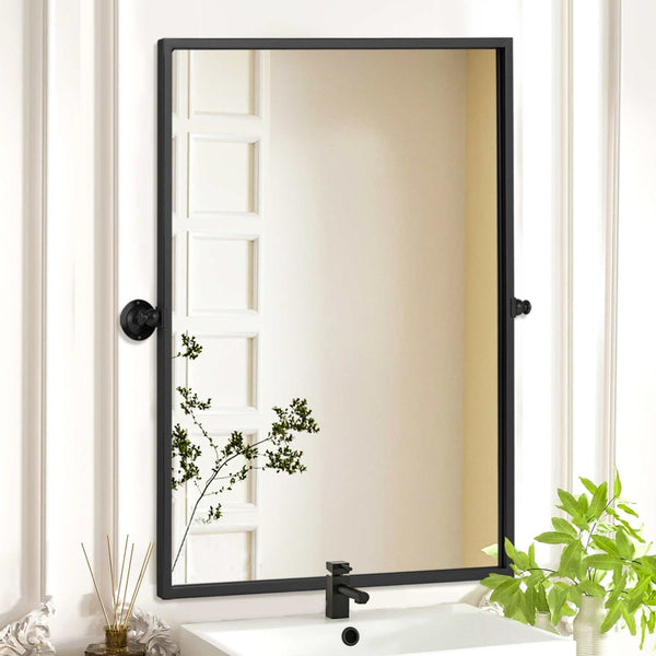 HomeRoots 36" Sleek Black Metal Framed Accent Mirror - Modern Rectangular Design for Entryway & Living Room Elegance 564458