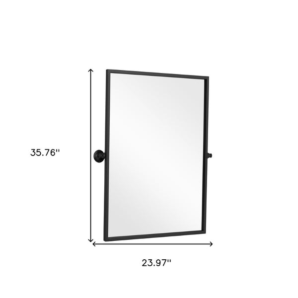 HomeRoots 36" Sleek Black Metal Framed Accent Mirror - Modern Rectangular Design for Entryway & Living Room Elegance 564458