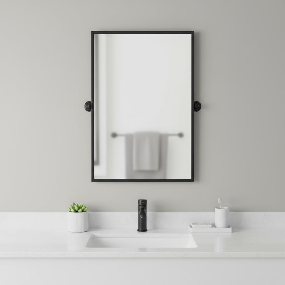HomeRoots 36" Sleek Black Metal Framed Accent Mirror - Modern Rectangular Design for Entryway & Living Room Elegance 564458